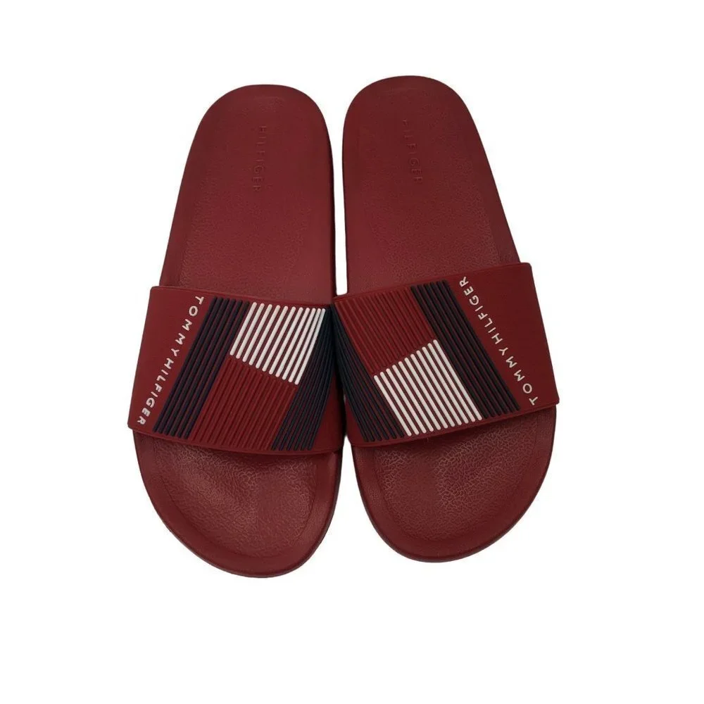 TOMMY HILFIGER MEN'S EDNOR RED SLIDE SANDALS SZ 10 NWT‎